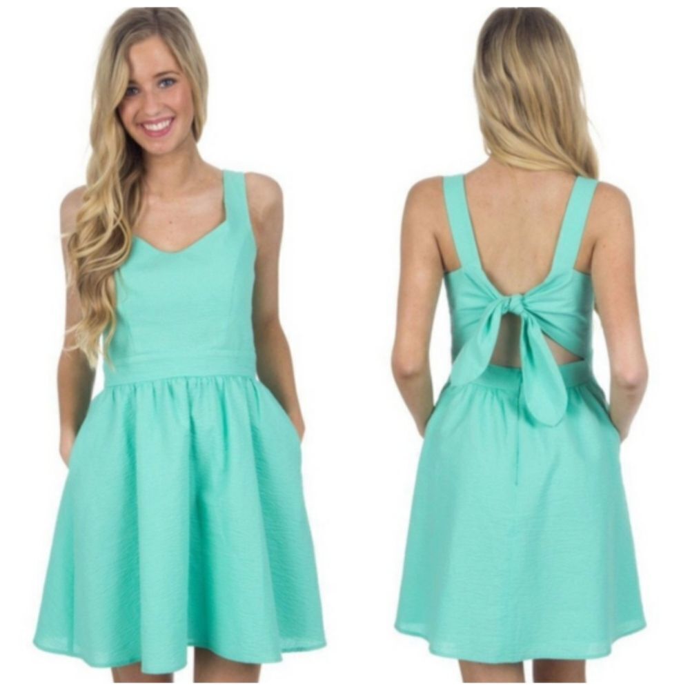 NWT Lauren James Garrison Seafoam Green Seersucker Mini Dress Sz L